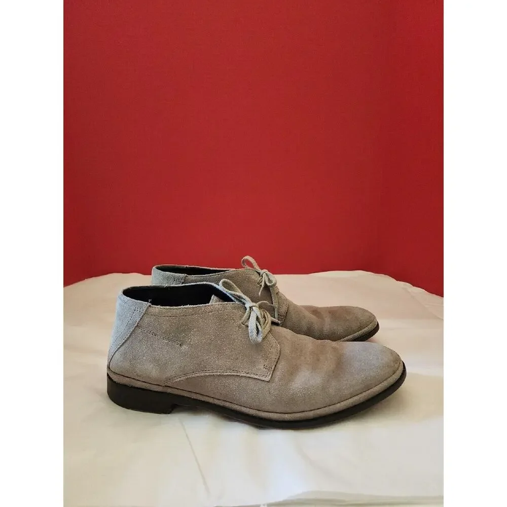 Men's John Varvatos USA Beige Leather Suede Lace Up Dress Ankle Chukka Boots 8 M